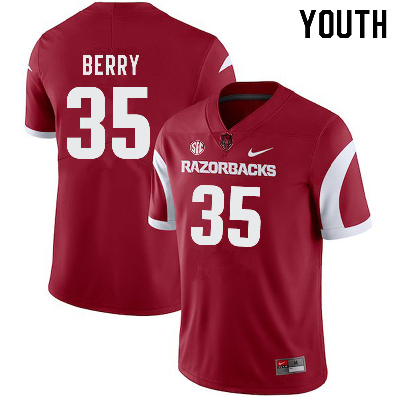 Youth #35 Matt Berry Arkansas Razorbacks College Football Jerseys-Cardinal